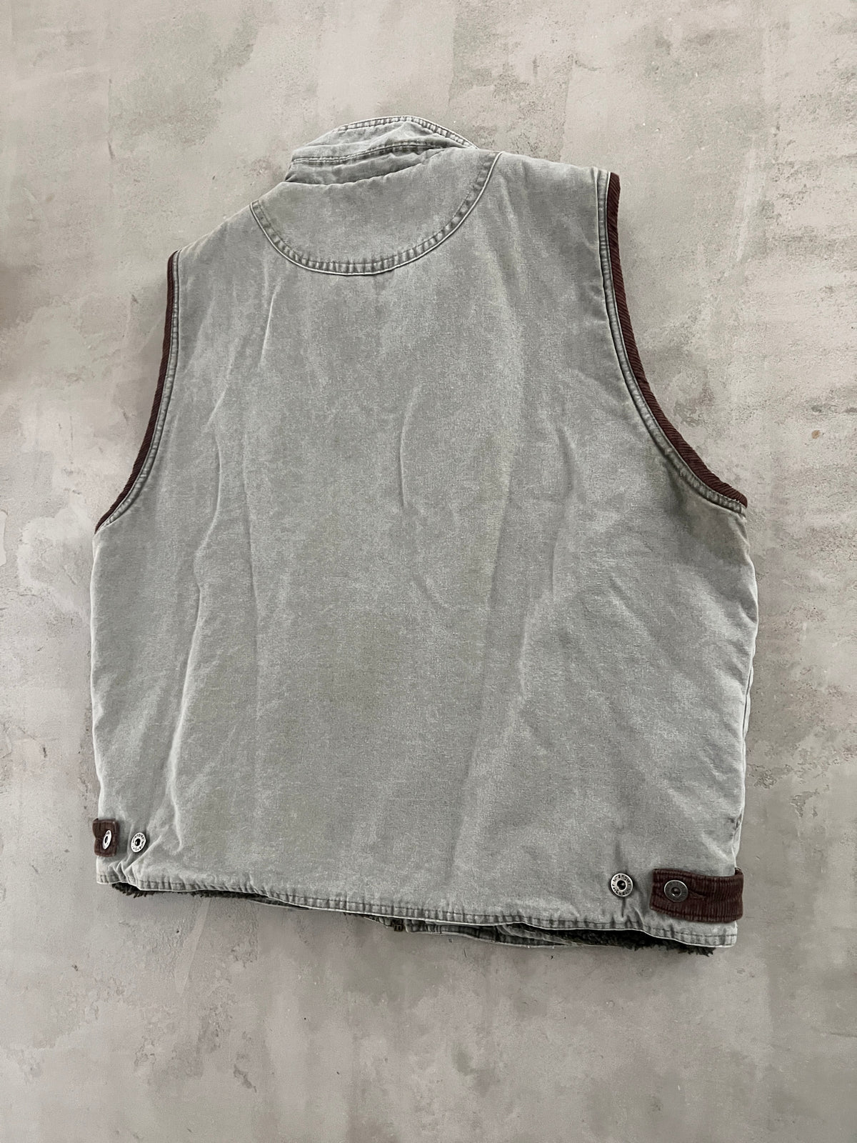 FADED GREY WRANGLER SHERPA VEST - 2000S - L