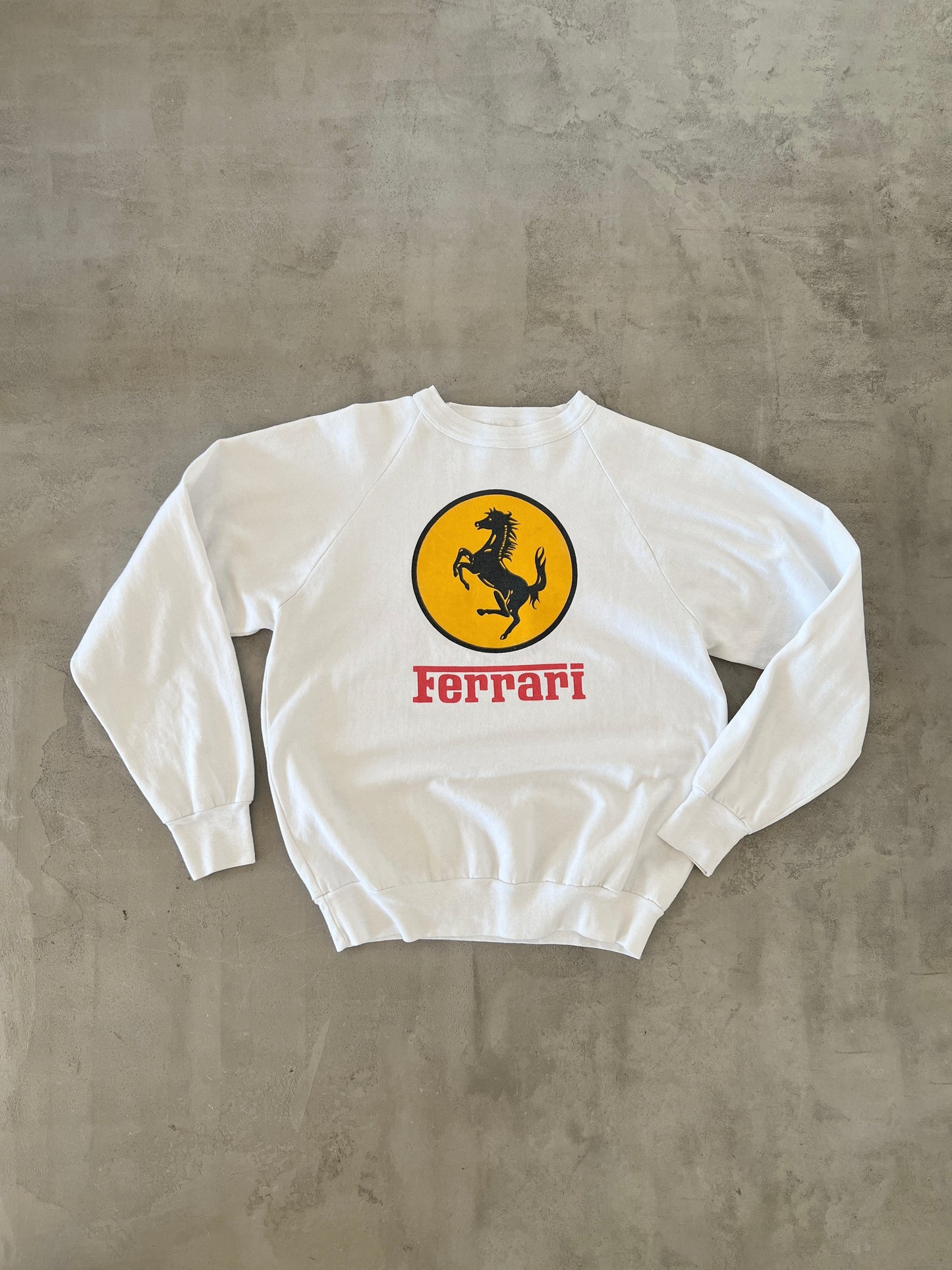 WHITE FERRARI SWEATER - 1990S - WOMENS M
