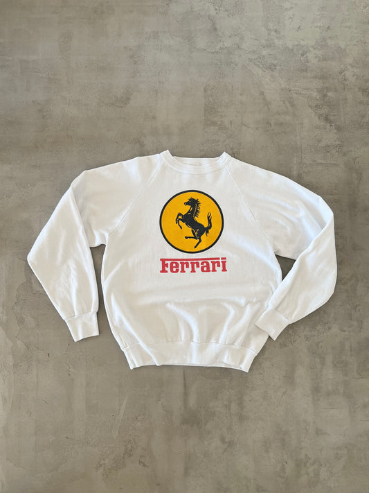 WHITE FERRARI SWEATER - 1990S - WOMENS M