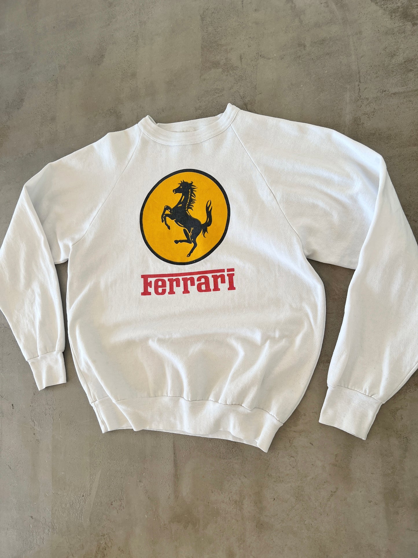 WHITE FERRARI SWEATER - 1990S - WOMENS M