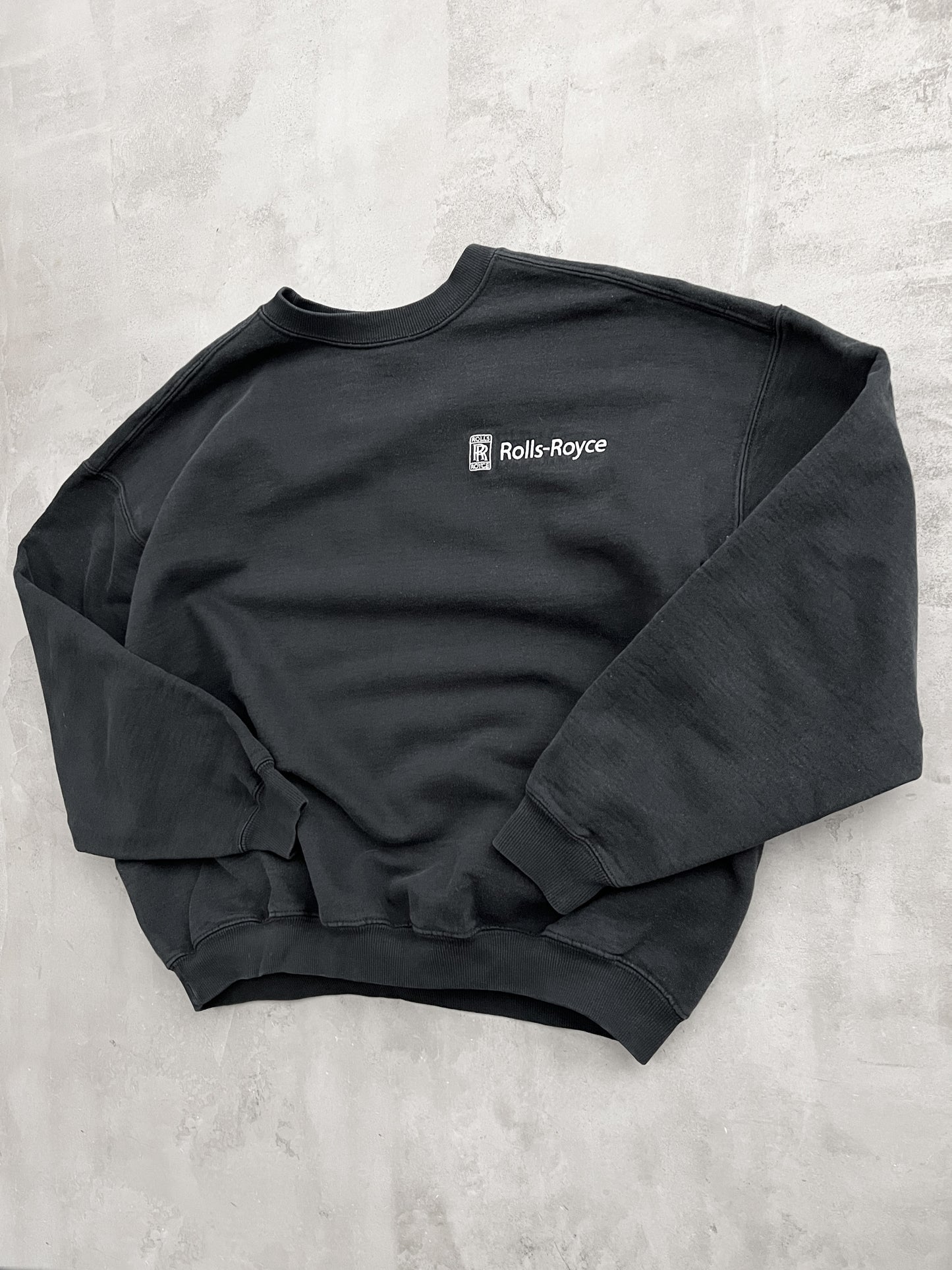 BLACK ROLLS ROYCE SWEATER - 1990S - L/XL