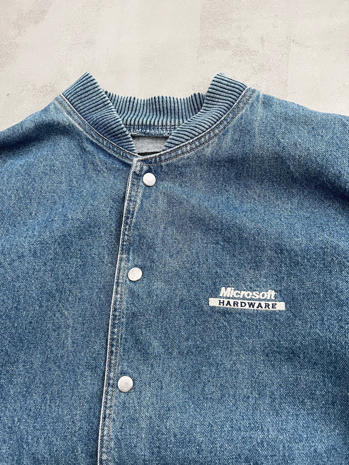 JEANS BLUE MICROSOFT PROMO JACKET - 1990S - XL