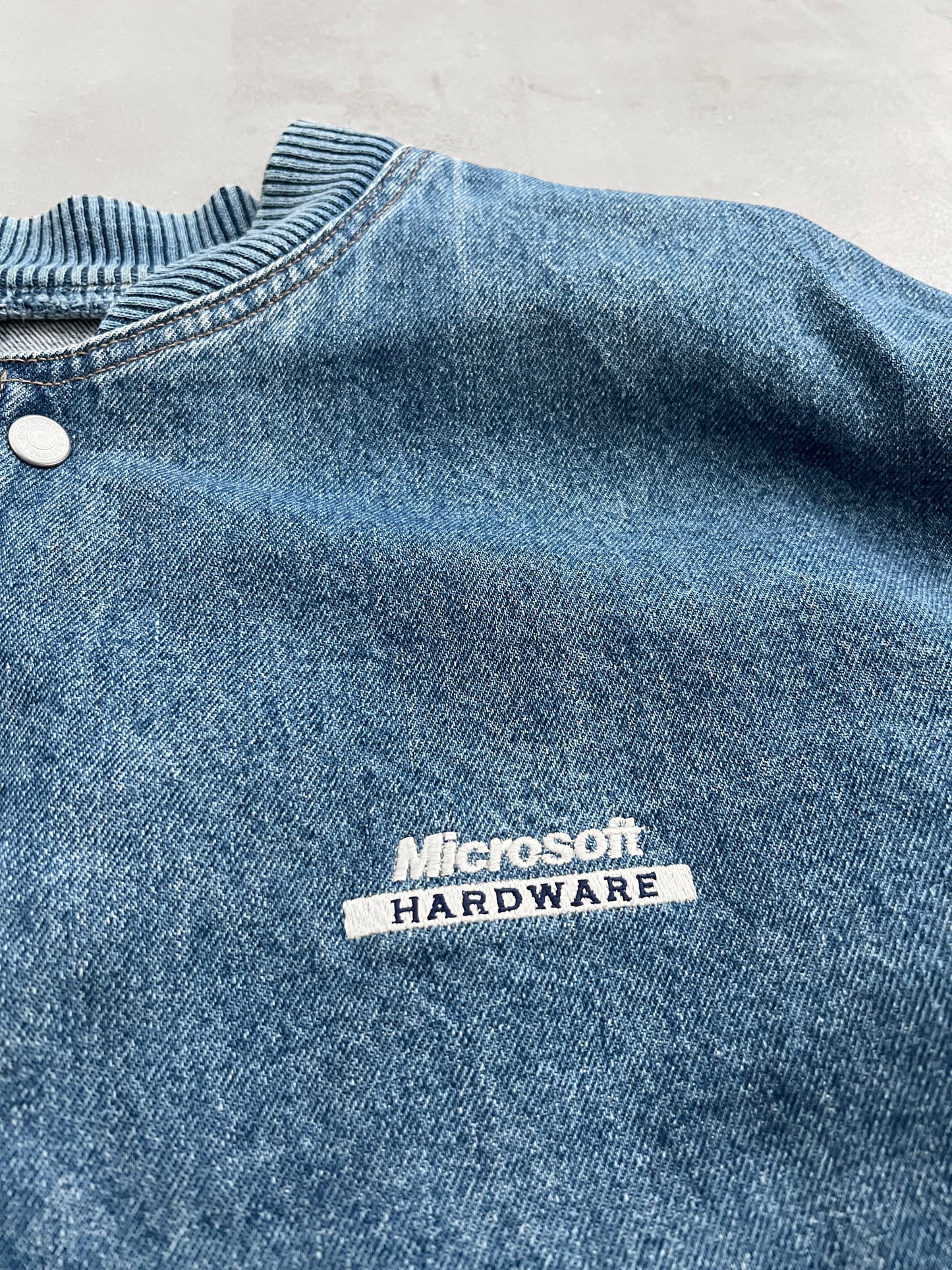 JEANS BLUE MICROSOFT PROMO JACKET - 1990S - XL