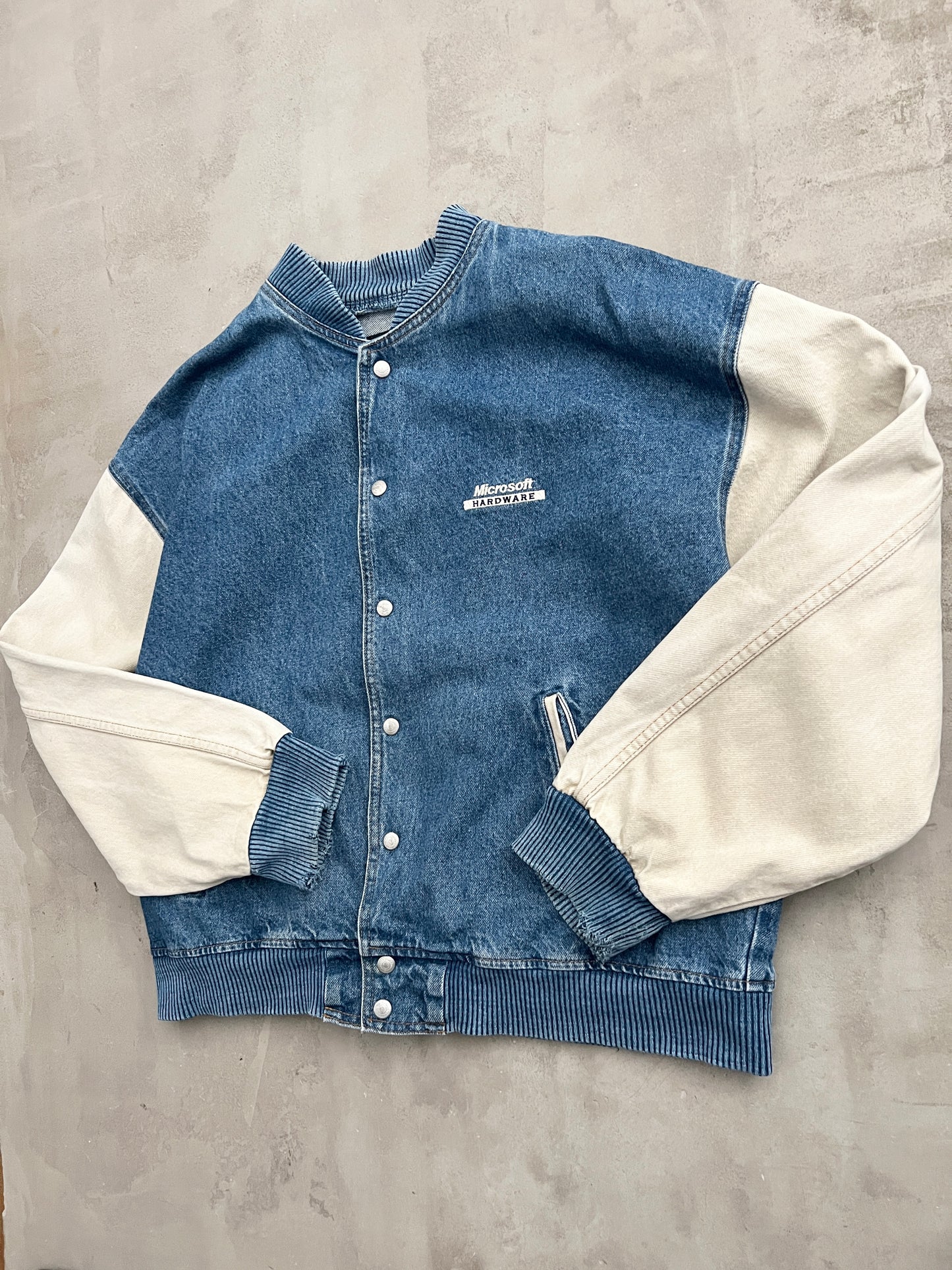 JEANS BLUE MICROSOFT PROMO JACKET - 1990S - XL