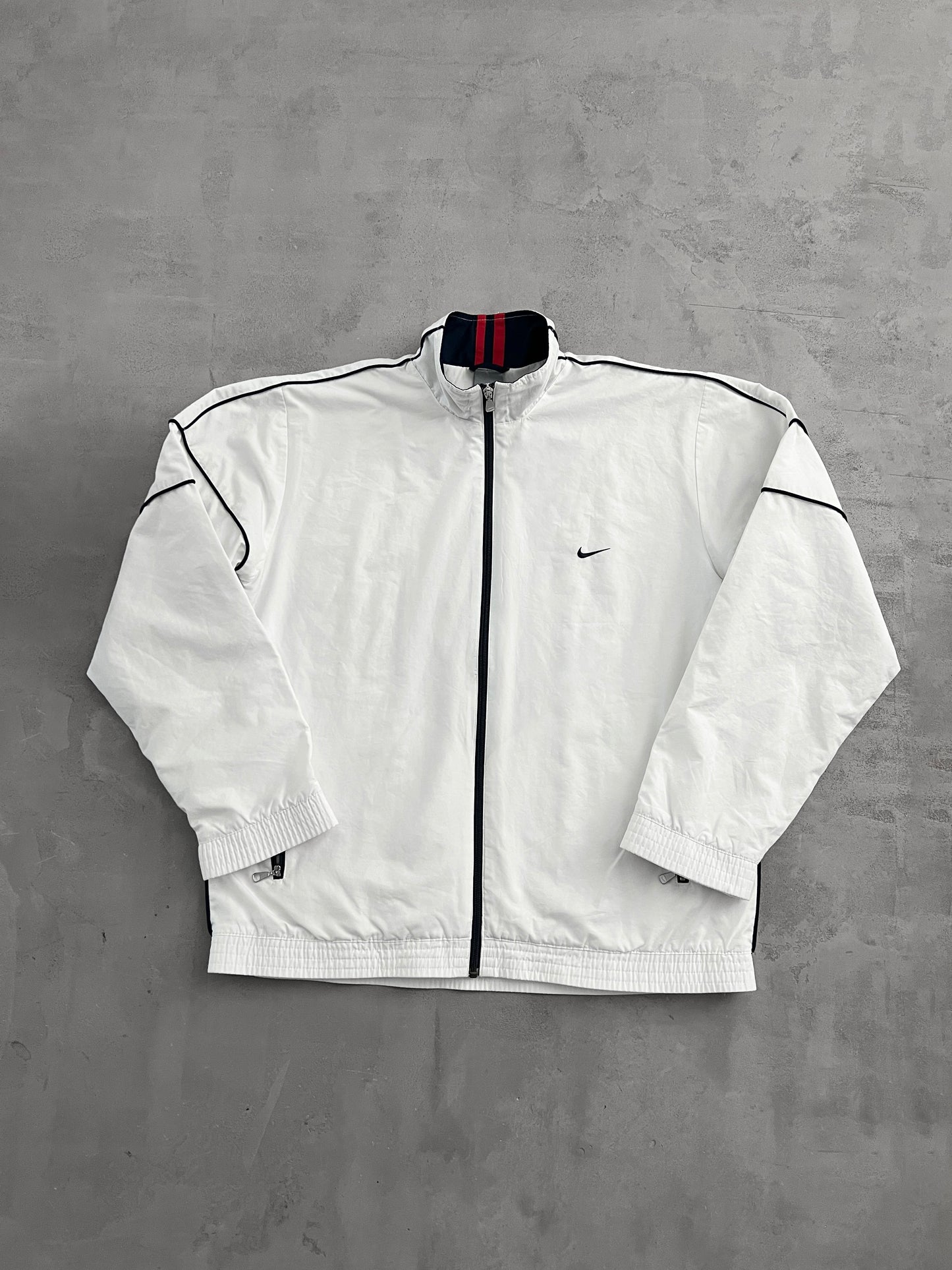 WHITE NIKE TRACK JACKET - 2000S - M