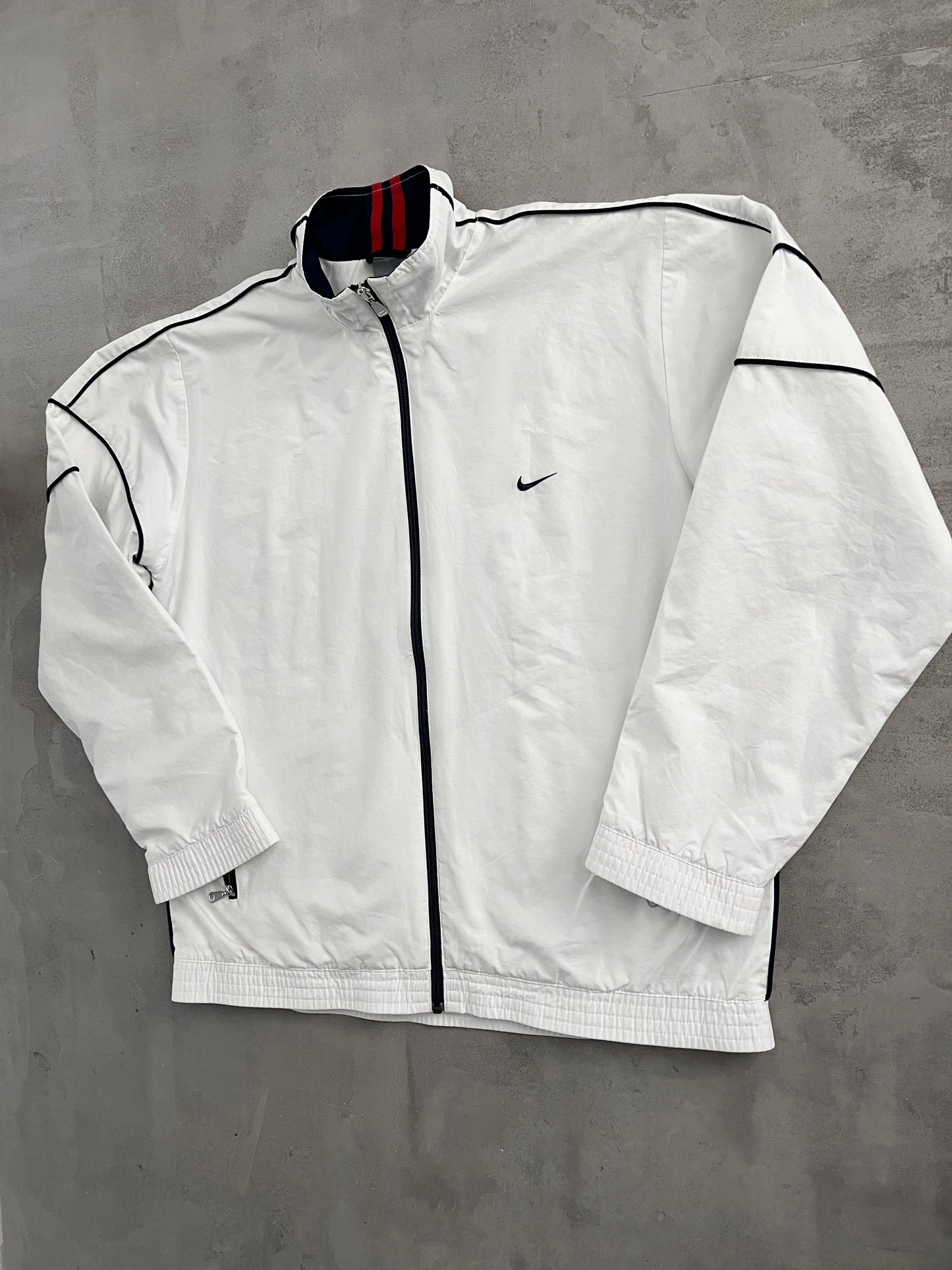 WHITE NIKE TRACK JACKET - 2000S - M