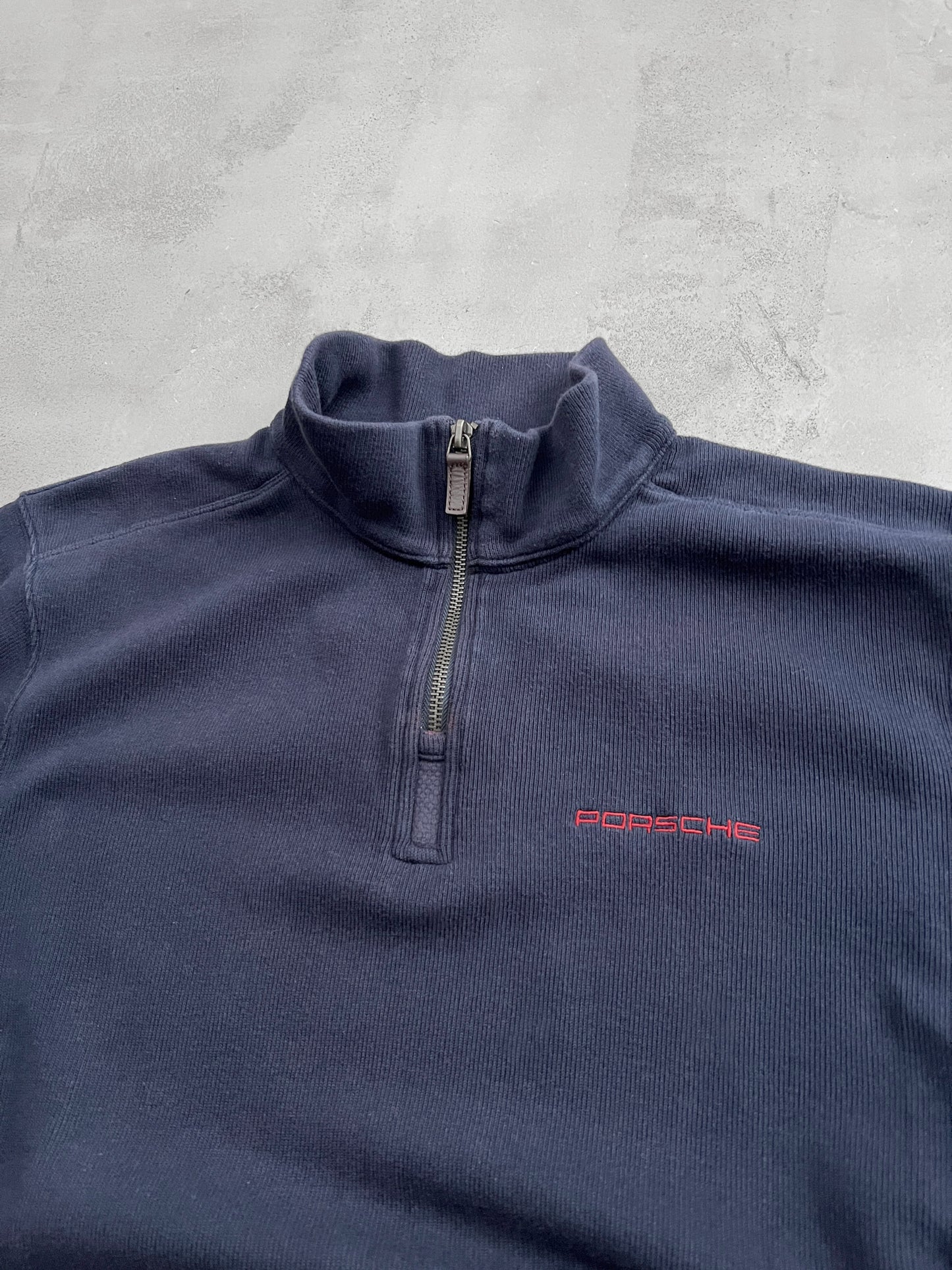 NAVY PORSCHE HALFZIP - 1990S - S
