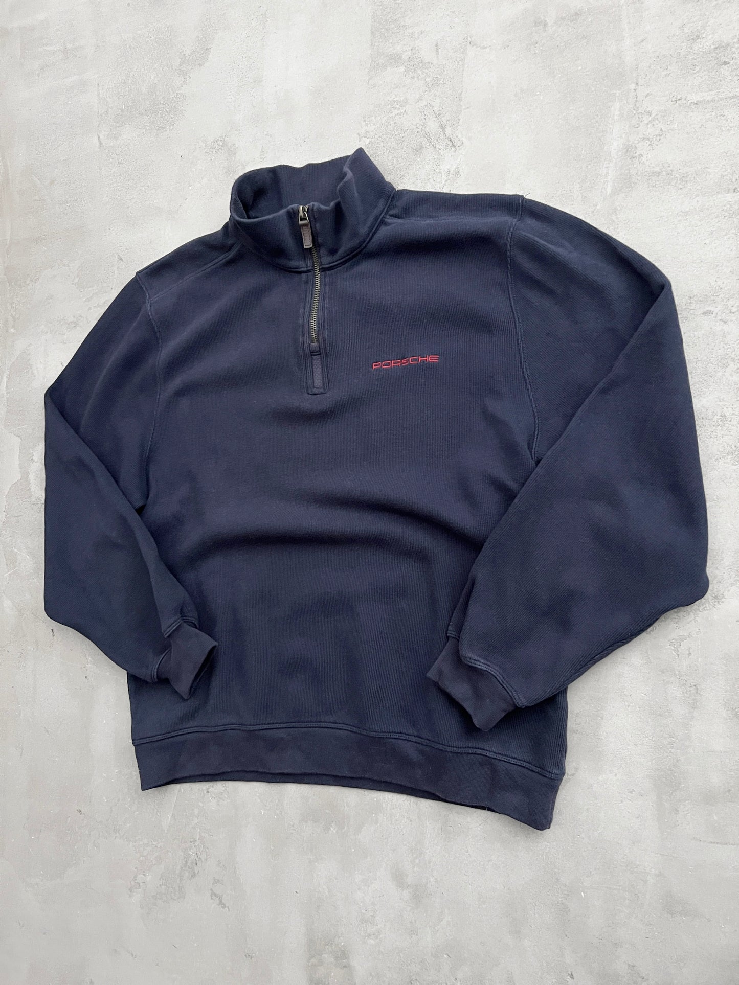 NAVY PORSCHE HALFZIP - 1990S - S