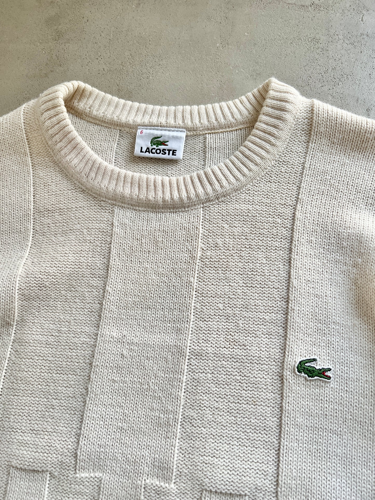 CREME LACOSTE KNIT SWEATER - 2000S - M
