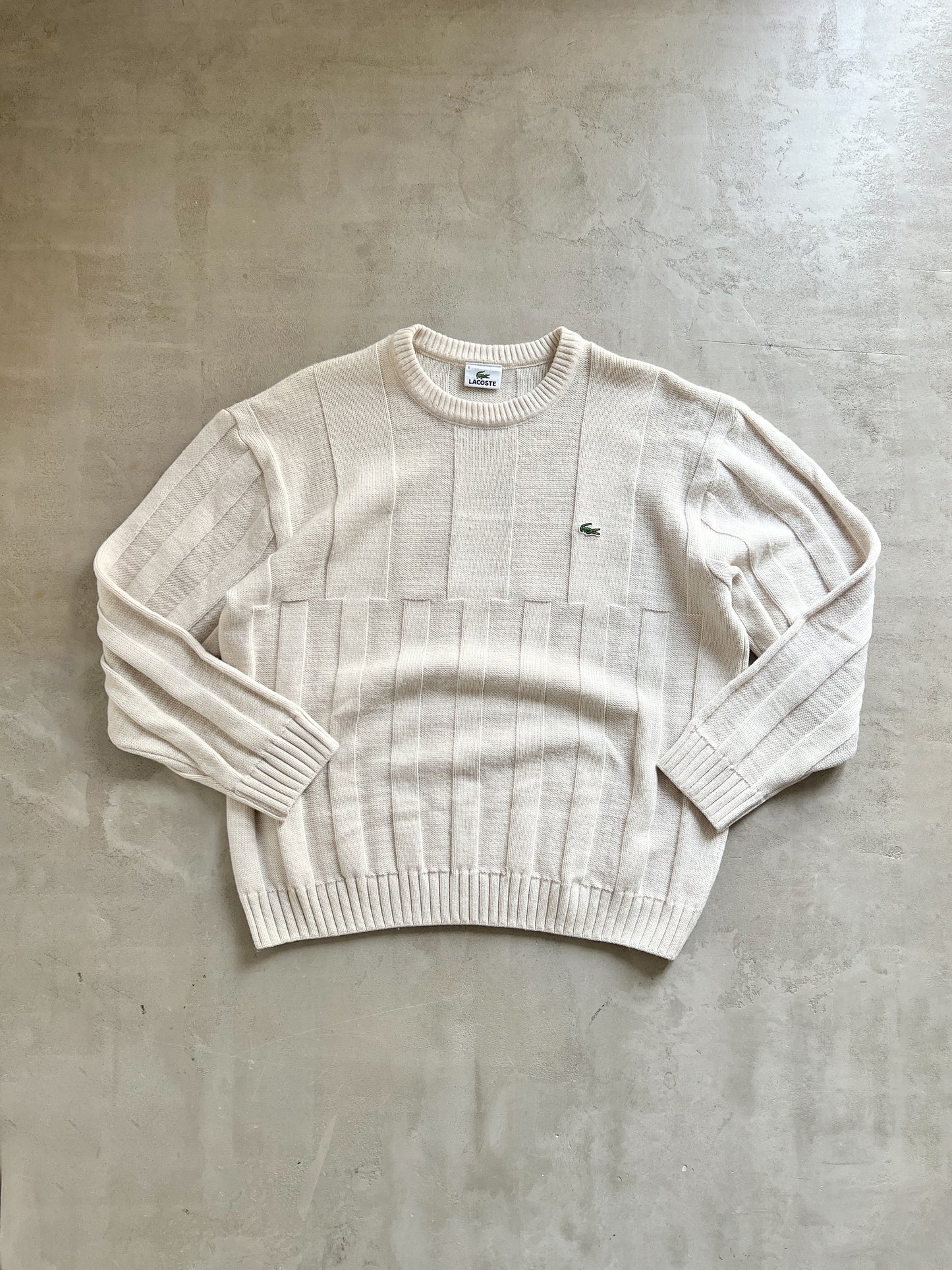 CREME LACOSTE KNIT SWEATER - 2000S - M
