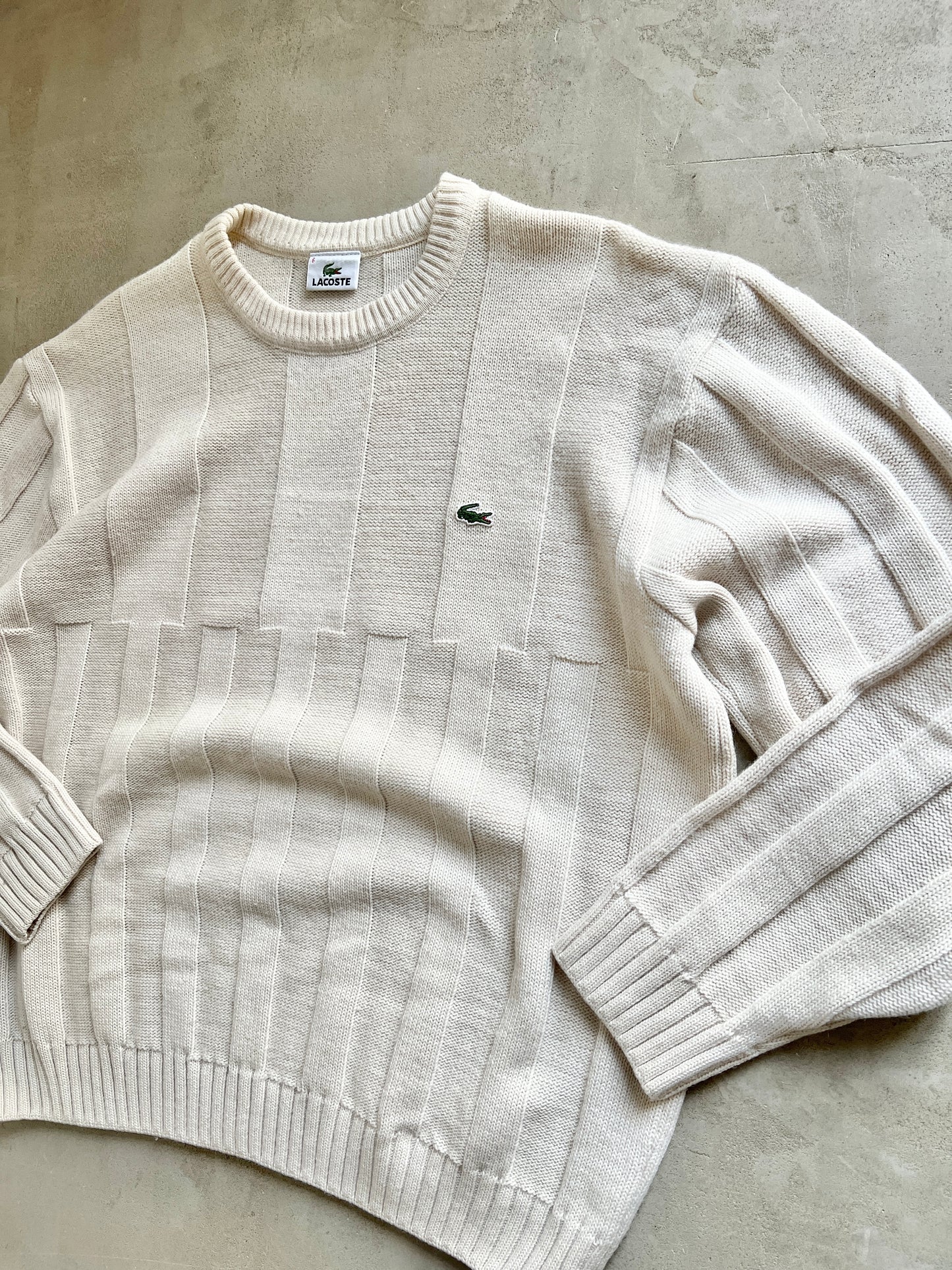 CREME LACOSTE KNIT SWEATER - 2000S - M