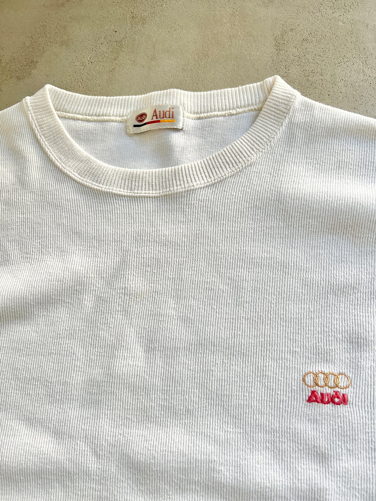 WHITE AUDI SWEATER - 1990S - XS