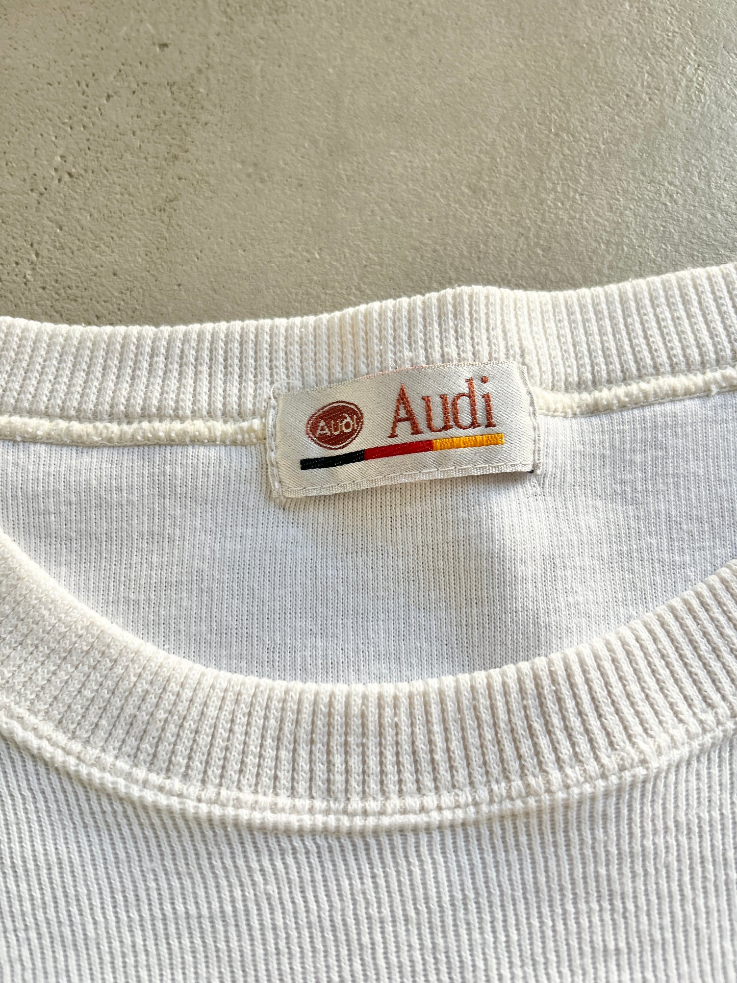 WHITE AUDI SWEATER - 1990S - XS
