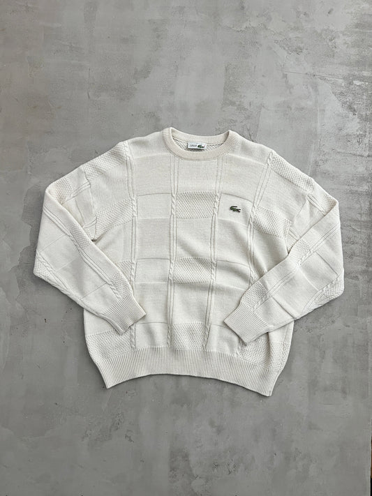 CREME LACOSTE KNIT SWEATER - 1990S - L/M