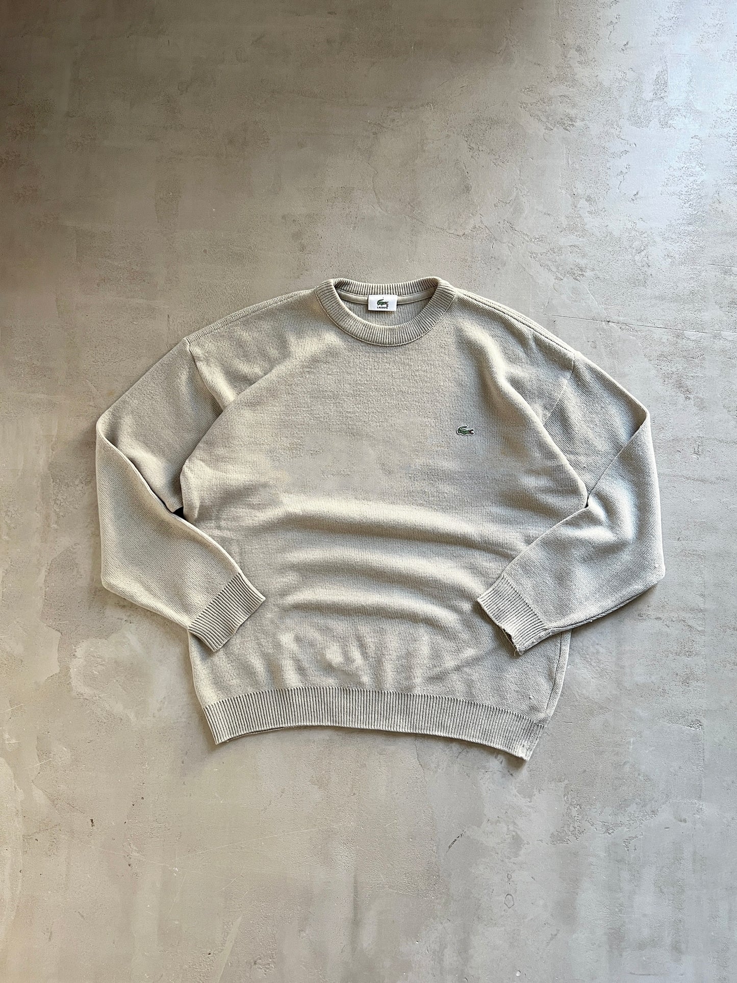 BEIGE LACOSTE KNIT SWEATER - 2000S - M
