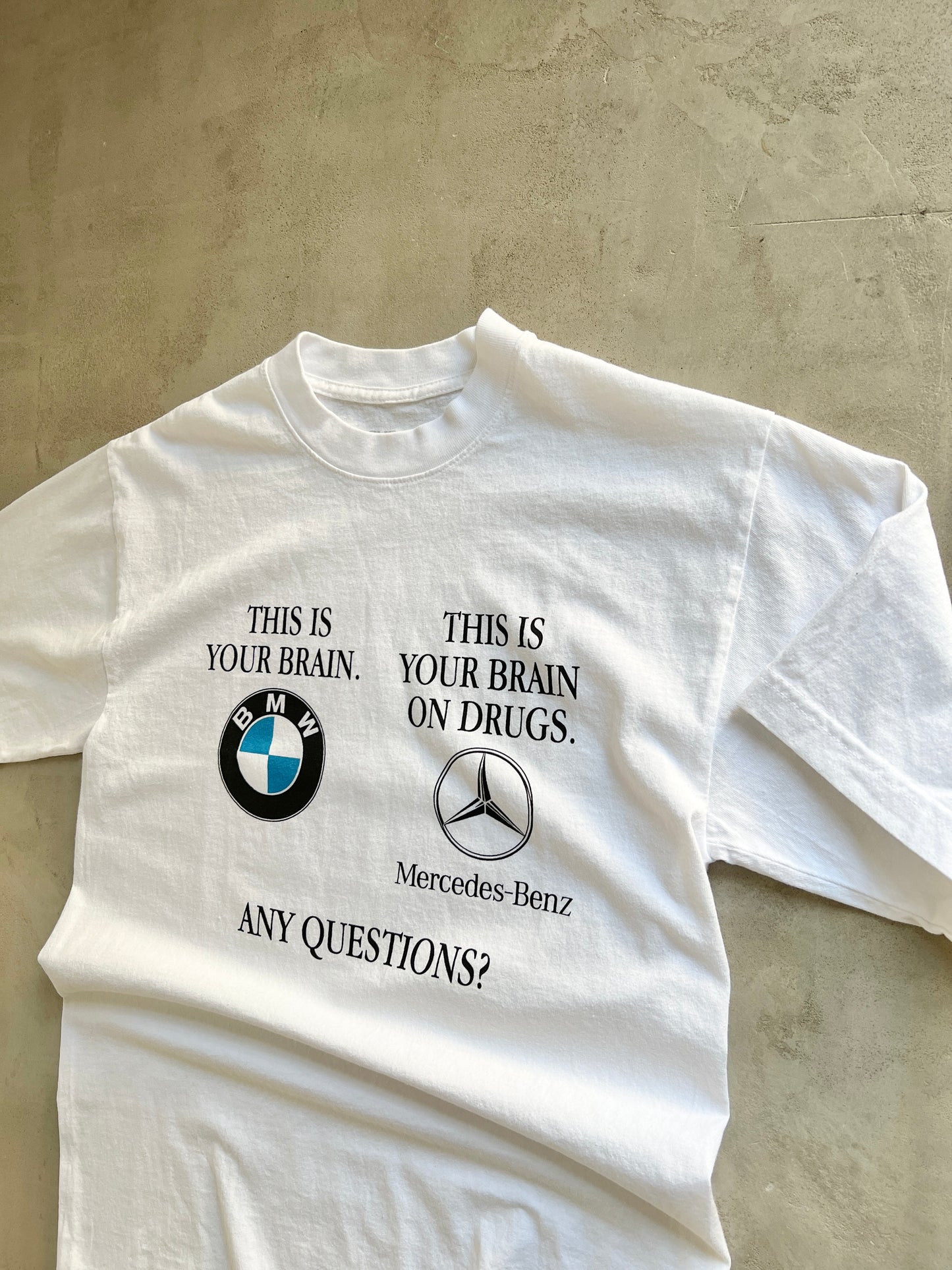 WHITE CARCHIVED MERCEDES X BMW TEE - S