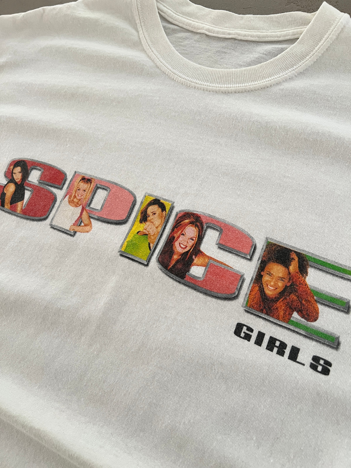 WHITE SPICE GIRLS TEE - 1990S - XL/L