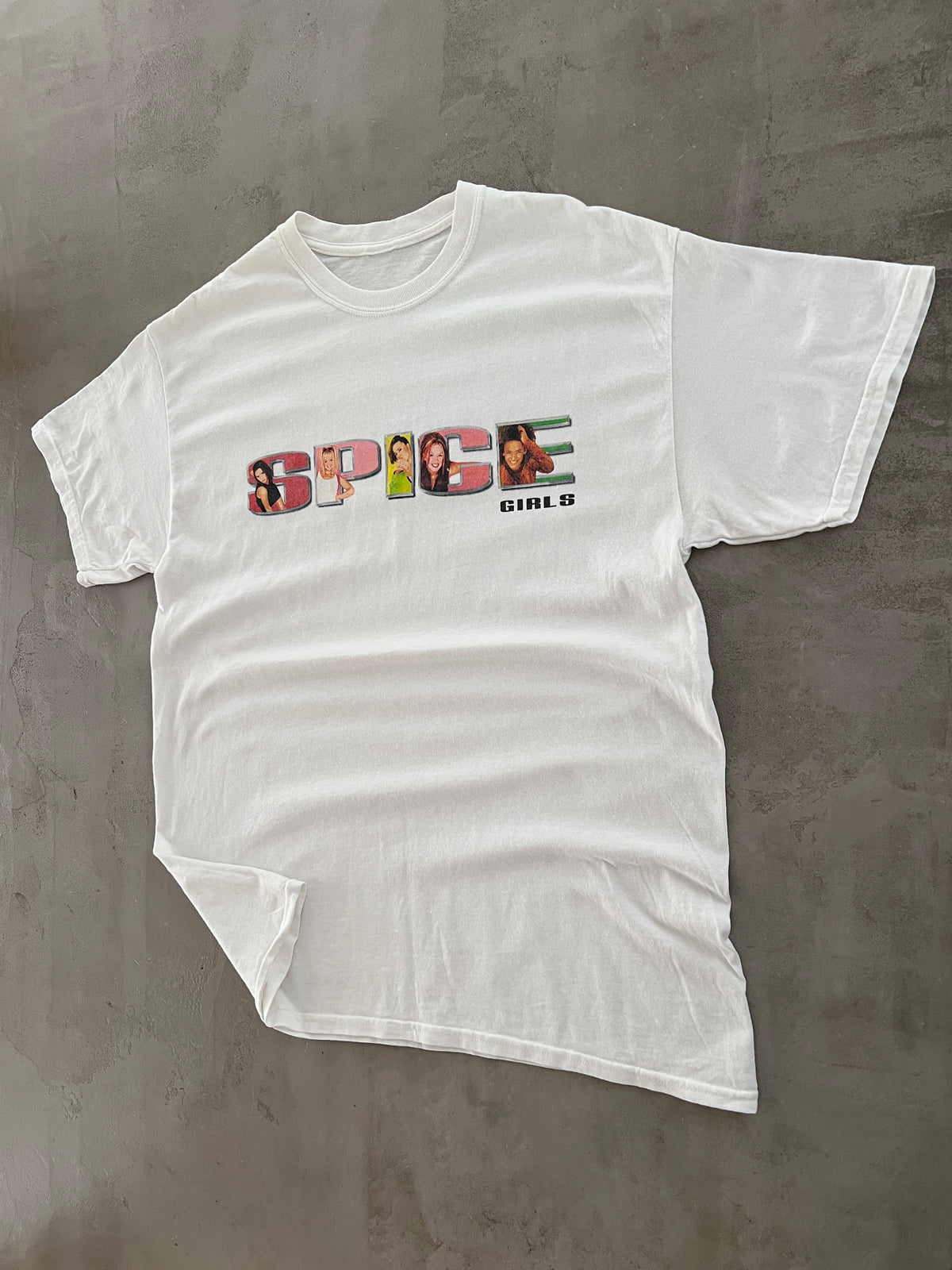 WHITE SPICE GIRLS TEE - 1990S - XL/L