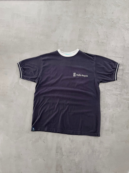 FADED NAVY ROLLS ROYCE TEE - 1990S - L/XL