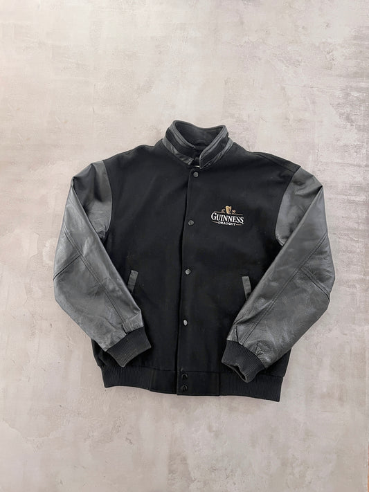 BLACK GUINNESS LEATHER JACKET - 1990S - M