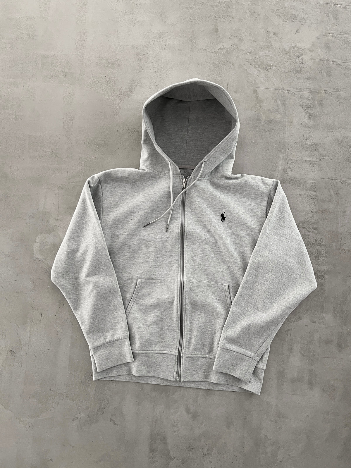 GREY RALPH LAUREN ZIP HOODIE - 2010S - M