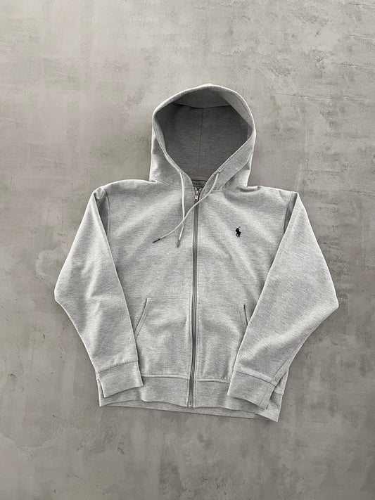 GREY RALPH LAUREN ZIP HOODIE - 2010S - M