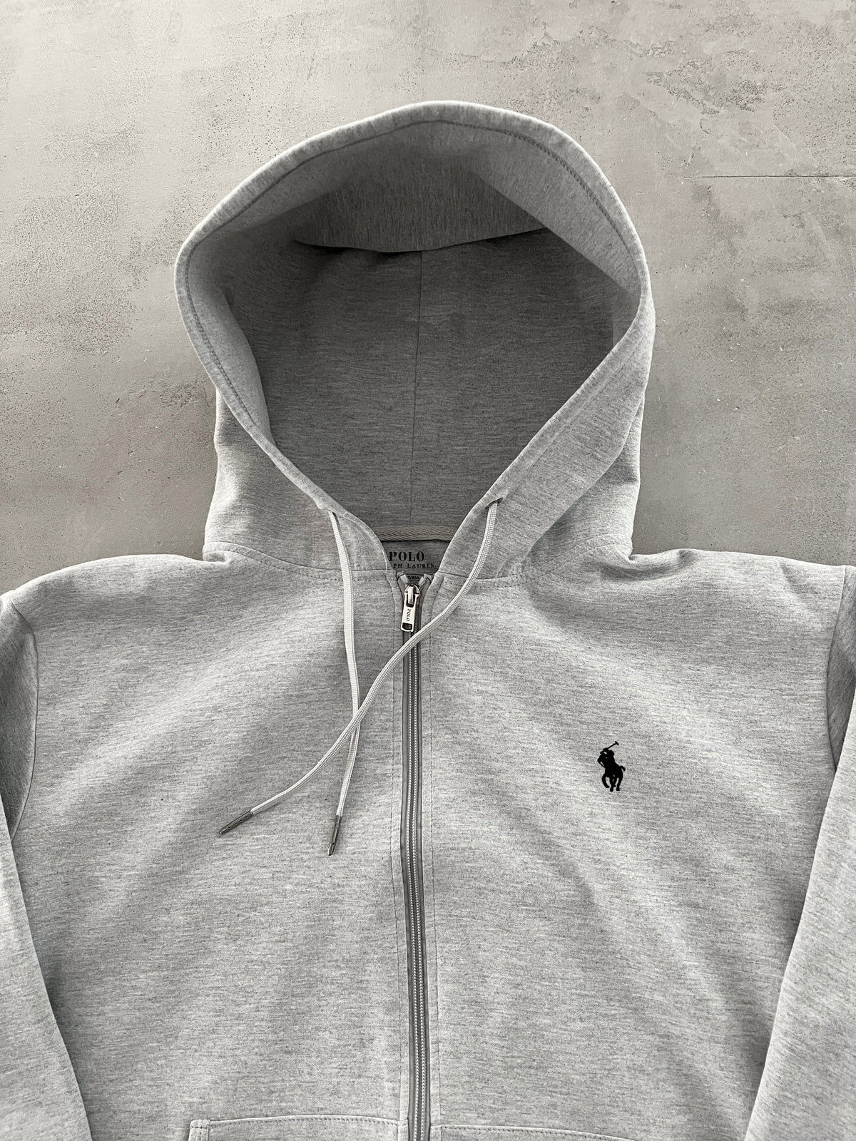 GREY RALPH LAUREN ZIP HOODIE - 2010S - M