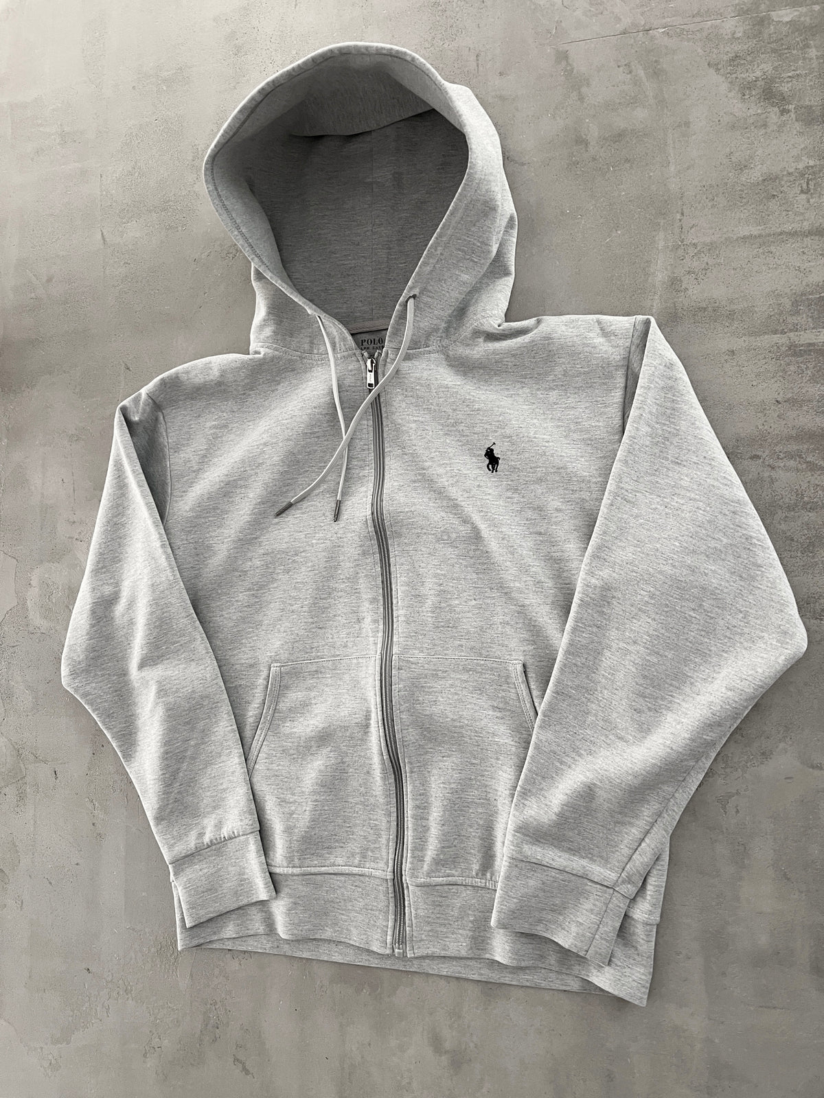 GREY RALPH LAUREN ZIP HOODIE - 2010S - M