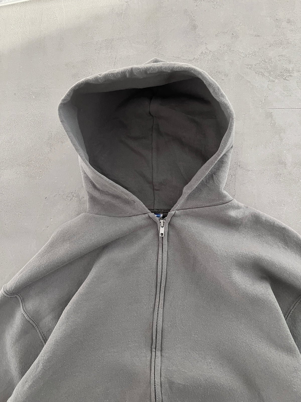 KHAKI RUSSELL ZIP HOODIE - 2000S - M/L