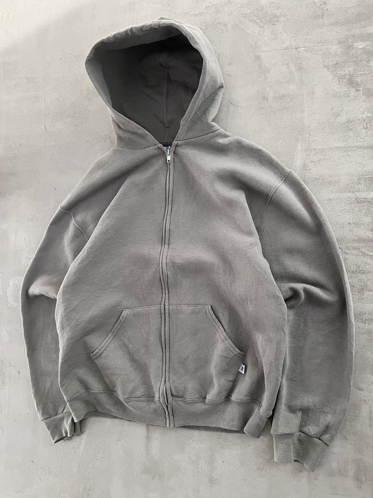 KHAKI RUSSELL ZIP HOODIE - 2000S - M/L