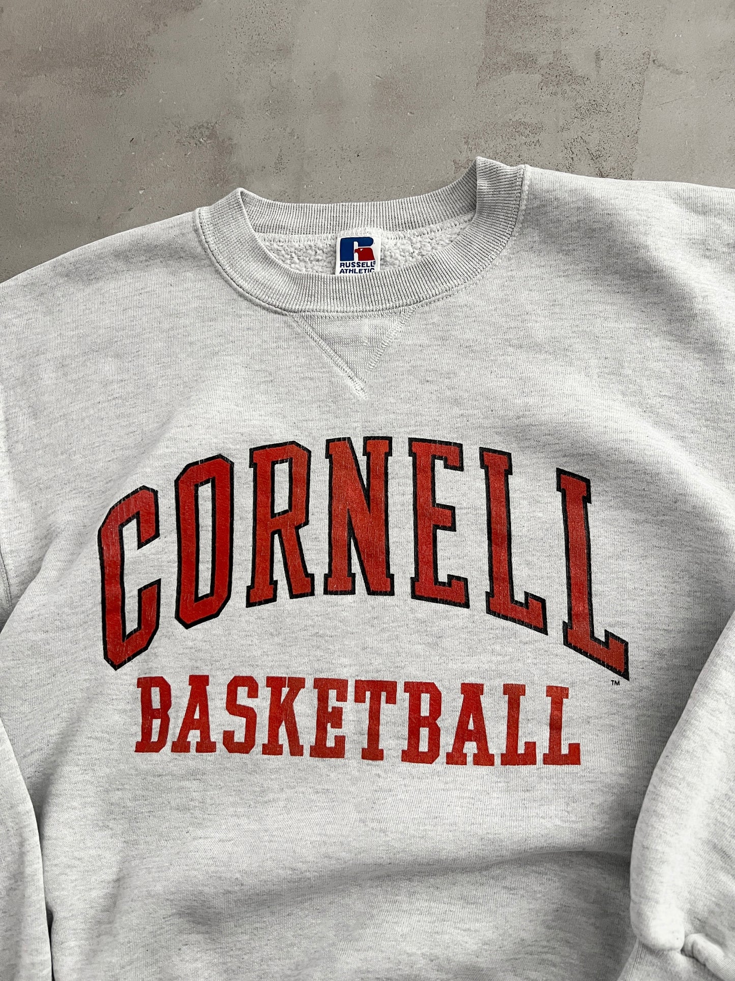 GREY RUSSELL BASKETBALL SWEATER - 1990S - S