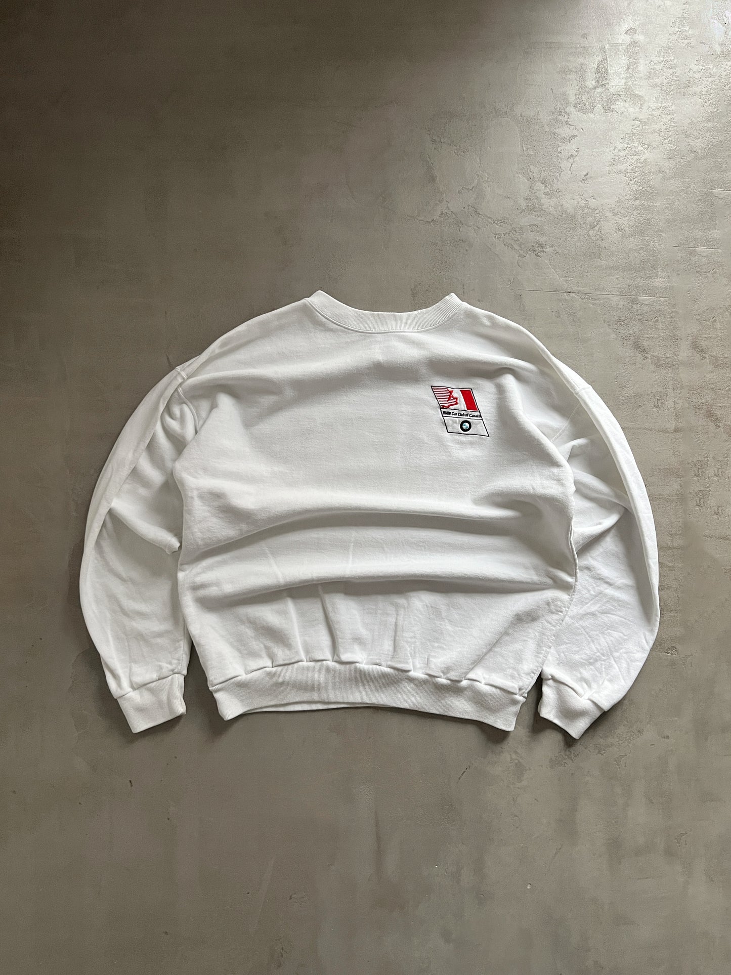 WHITE BMW CANADA SWEATER - 1990S - L