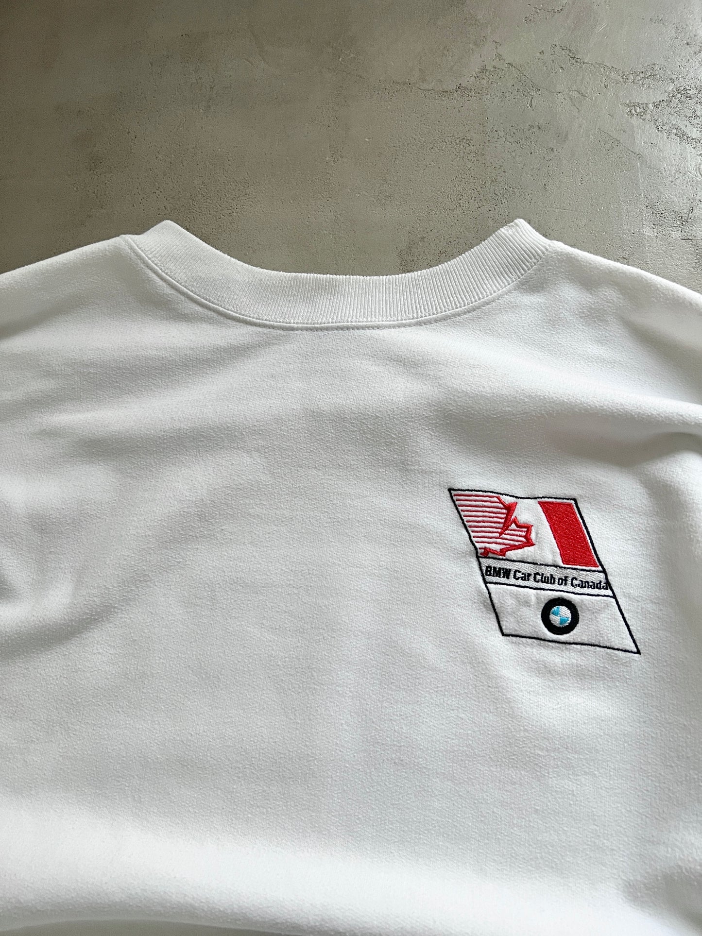WHITE BMW CANADA SWEATER - 1990S - L