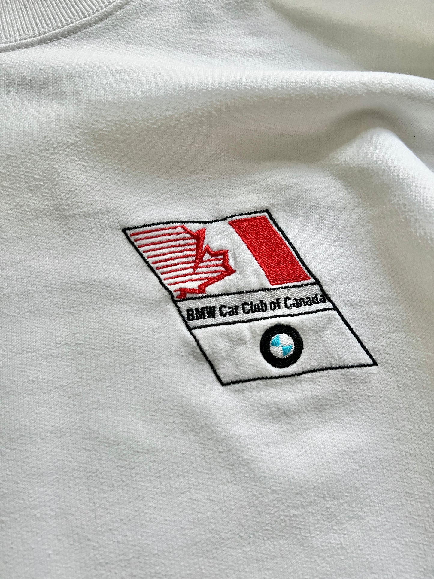 WHITE BMW CANADA SWEATER - 1990S - L
