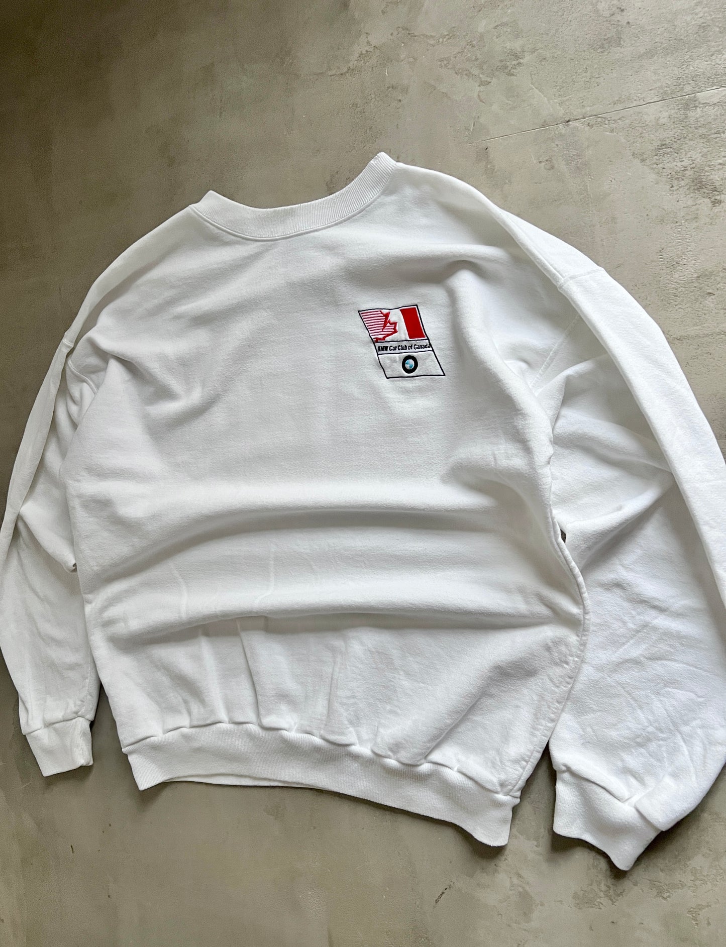 WHITE BMW CANADA SWEATER - 1990S - L