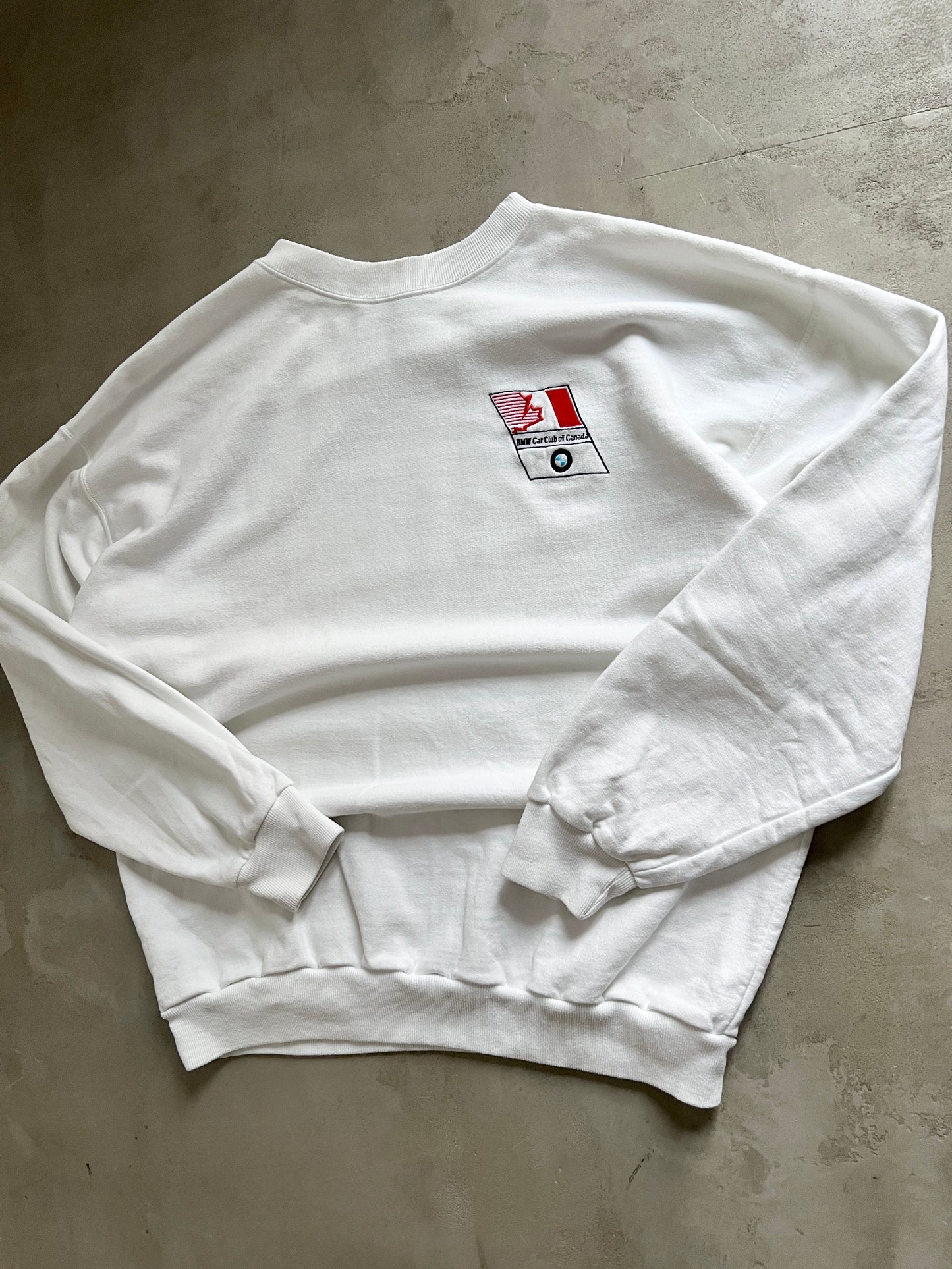 WHITE BMW CANADA SWEATER - 1990S - L