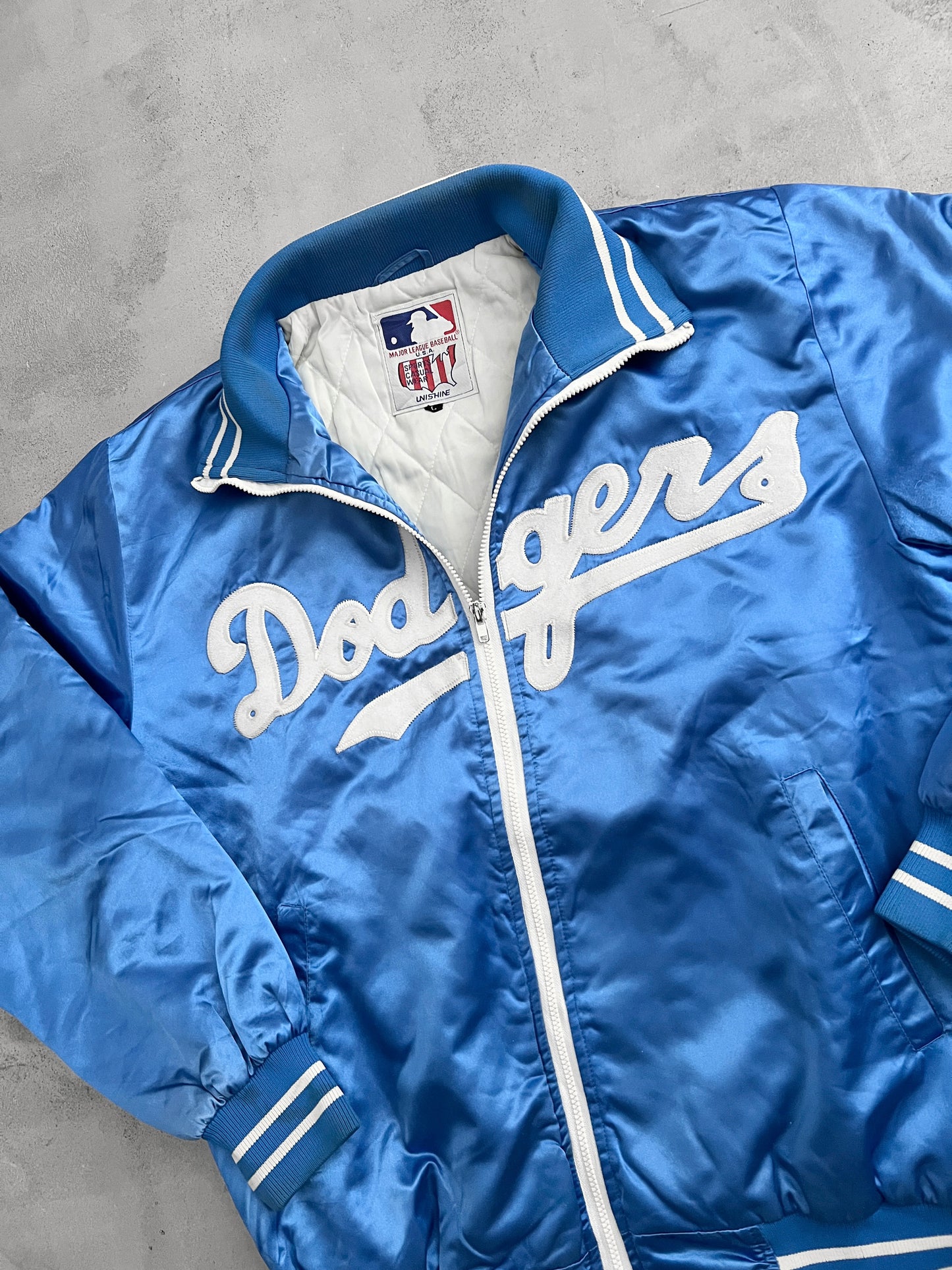 BLUE LA DODGERS BASEBALL JACKET - 1990S - M