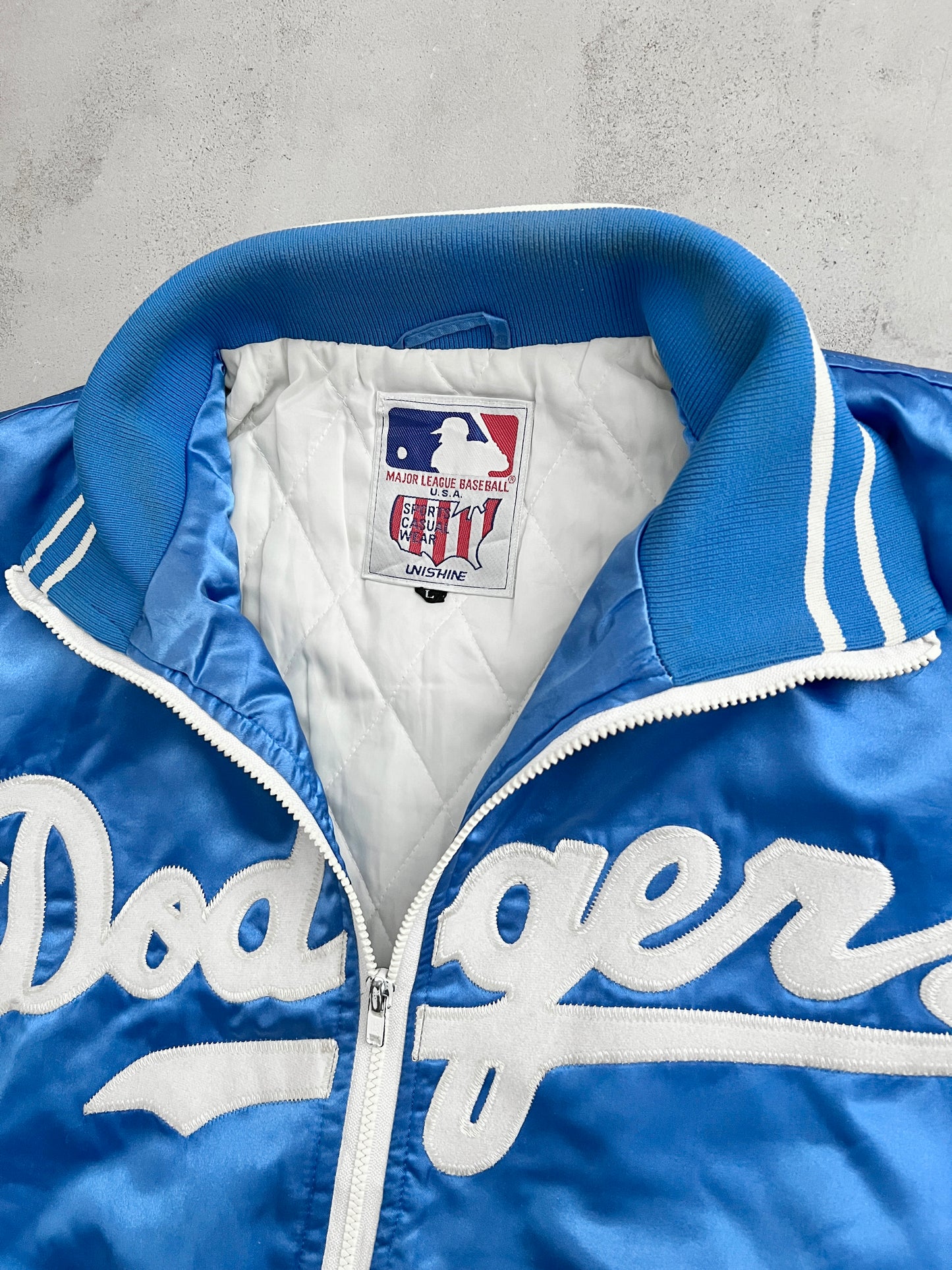 BLUE LA DODGERS BASEBALL JACKET - 1990S - M