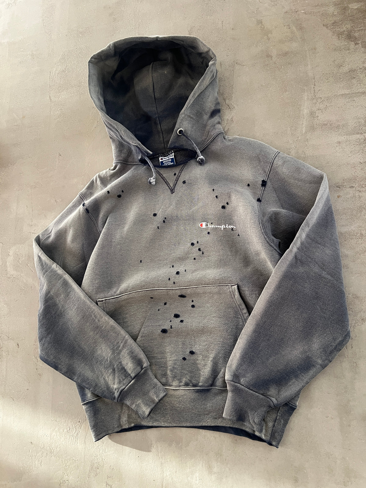 FADED GREY CHAMPION HOODIE - 1990S - S