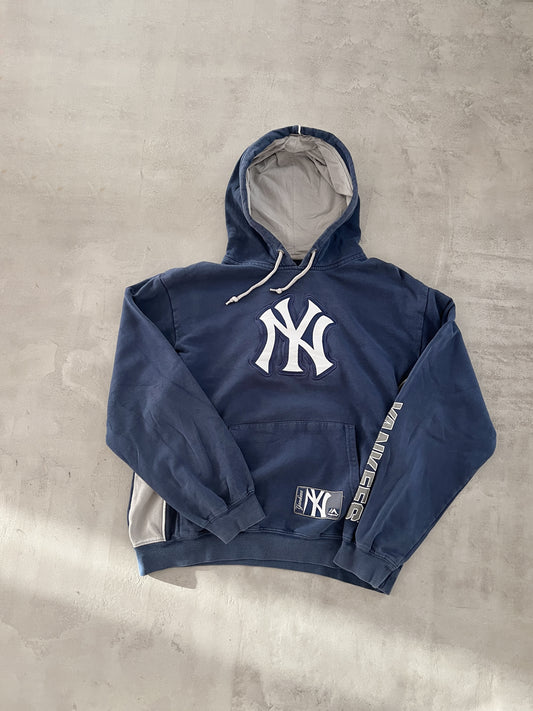 NAVY YANKEES HOODIE - 1990S - M