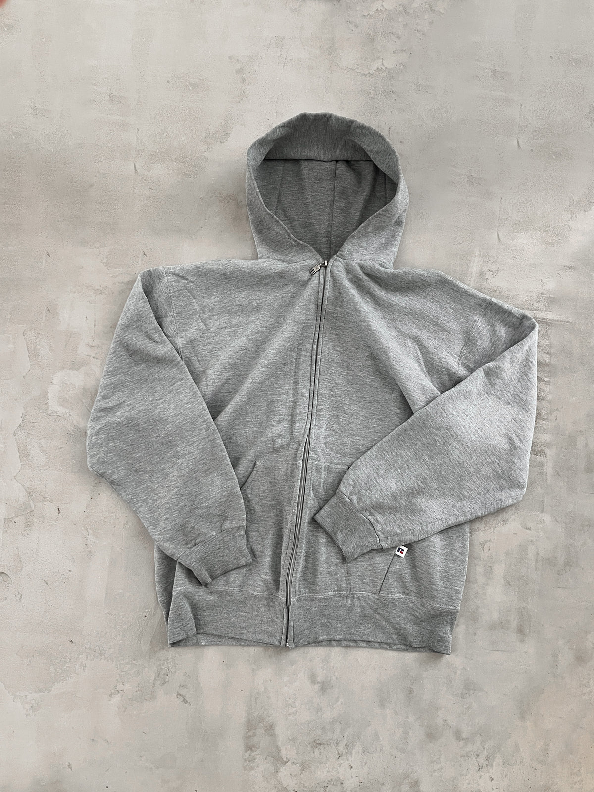 GREY RUSSELL HOODIE - 1990S - L