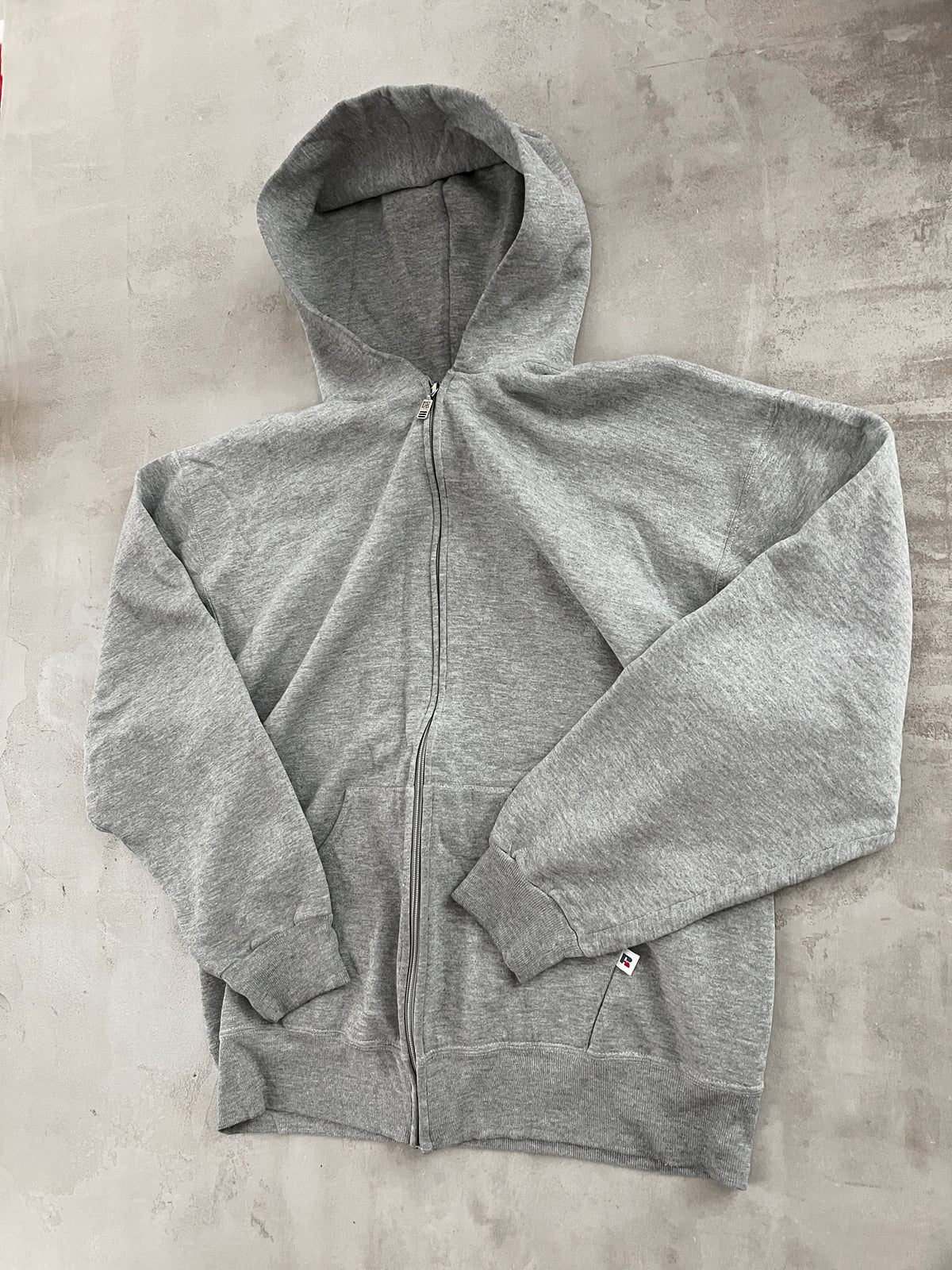 GREY RUSSELL HOODIE - 1990S - L