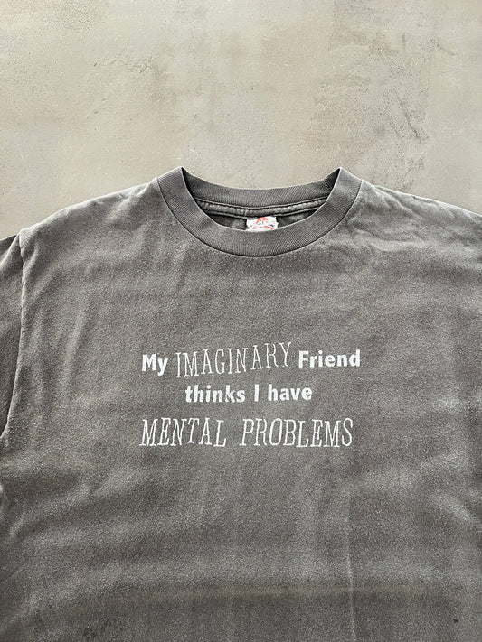 FADED GREY MENTAL PROBLEMS TEE - 1990S - M