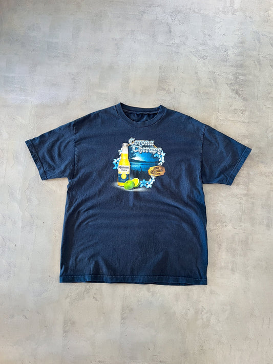 NAVY CORONA BEER TEE - 2000S - XL