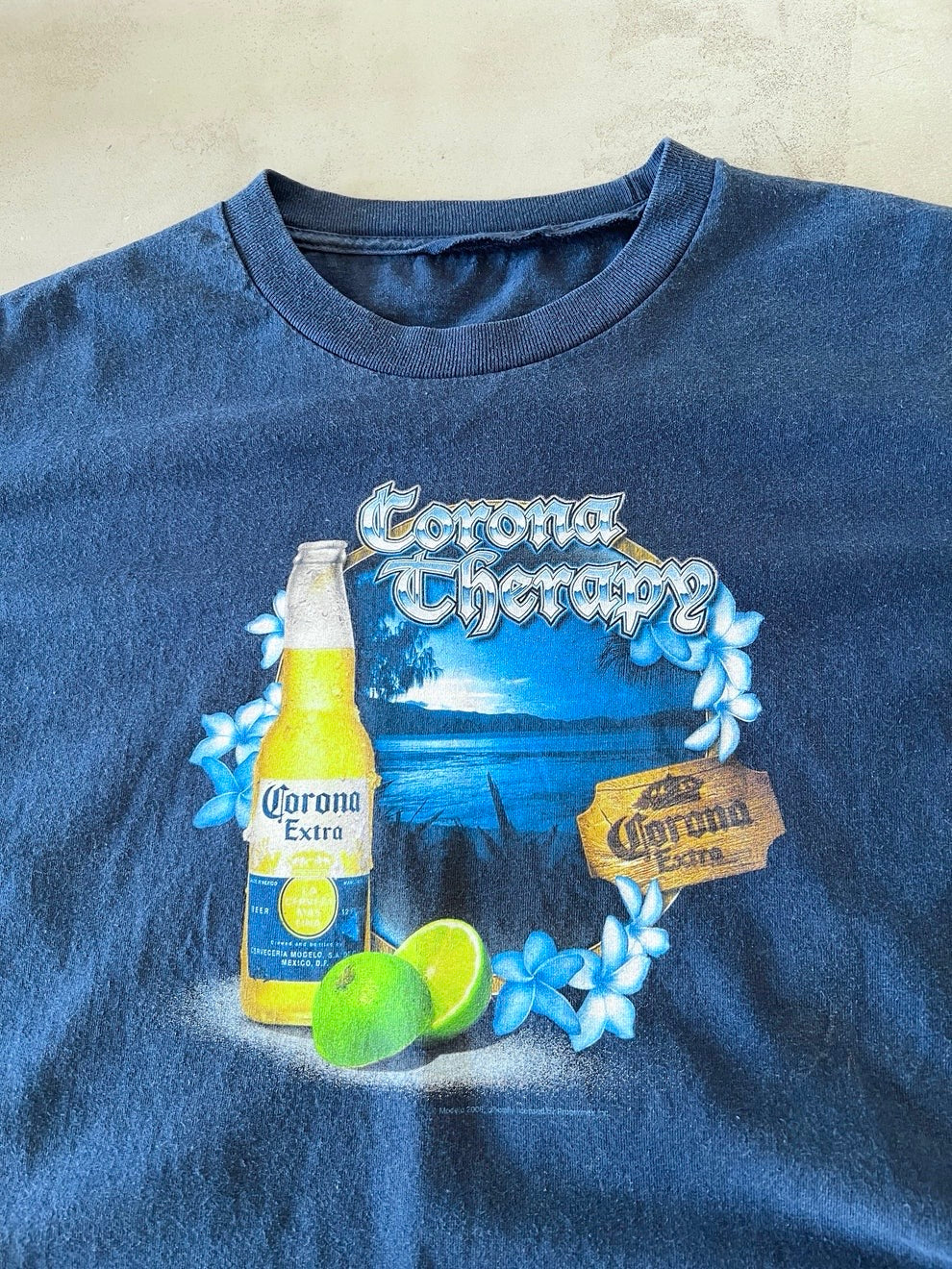 NAVY CORONA BEER TEE - 2000S - XL