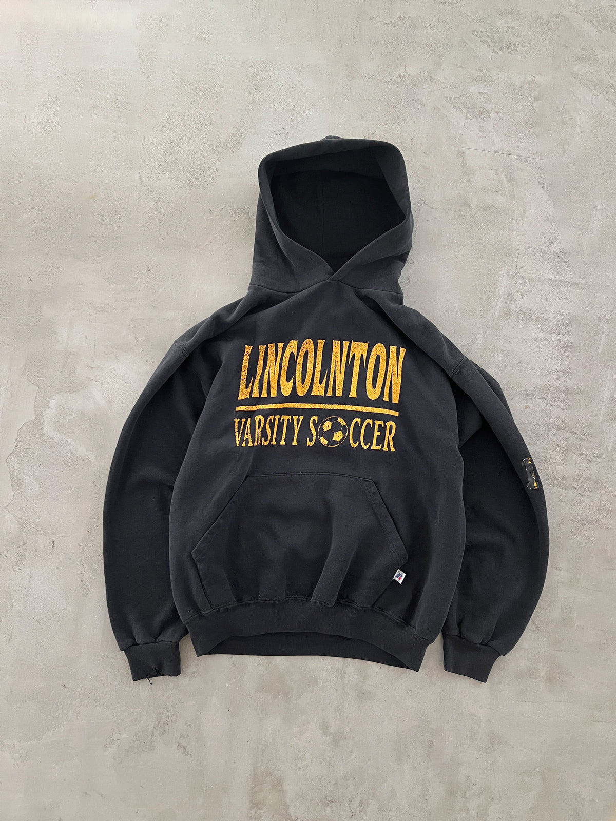 BLACK RUSSELL SOCCER HOODIE - 1990S - S