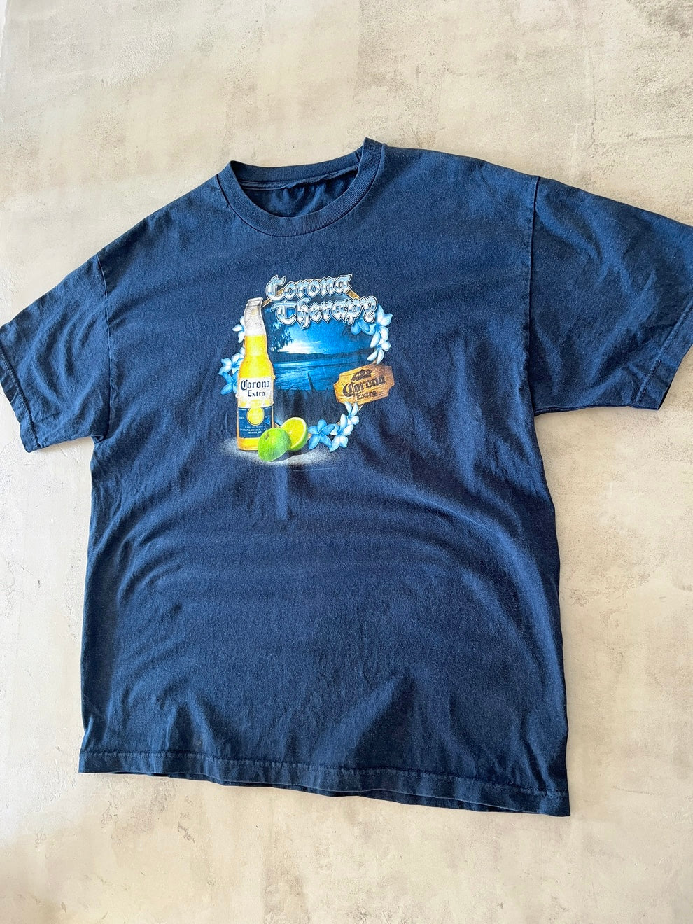 NAVY CORONA BEER TEE - 2000S - XL