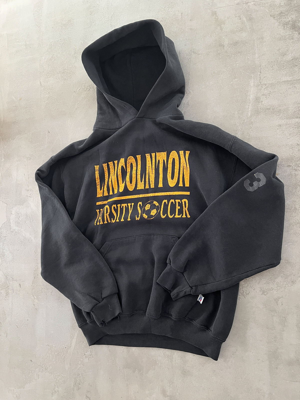BLACK RUSSELL SOCCER HOODIE - 1990S - S