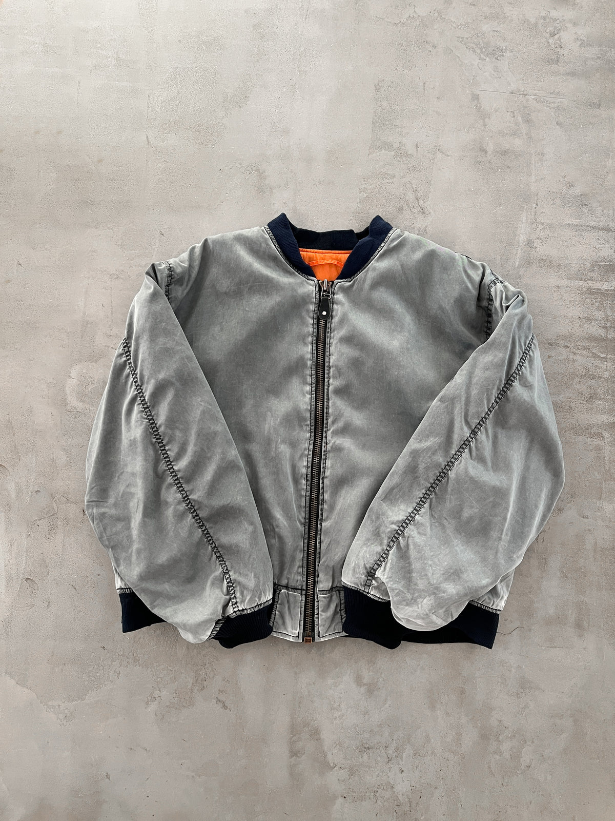 FADED GREY MILITARY BOMBER JACKET -  1990S - M