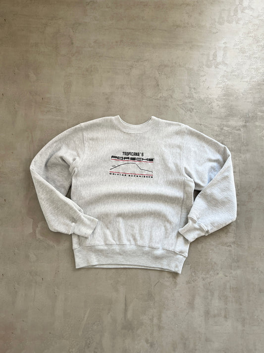 GREY PORSCHE SWEATER - 1990S - L